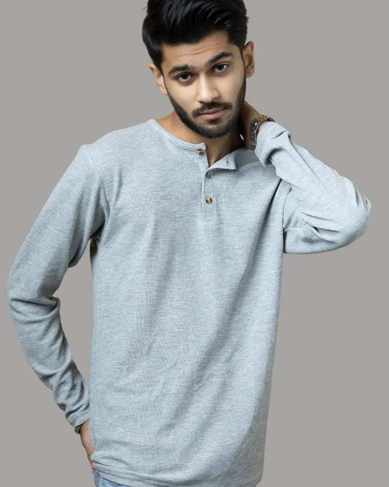 Grey Premium Henley T-shirt