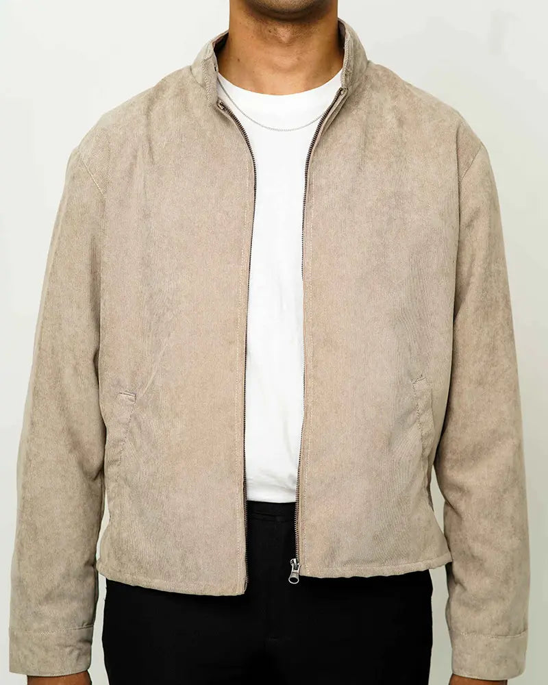 Cord Beige Racer Jacket