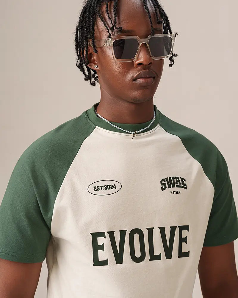 DuoTone Evolve T-shirt (Off White & Bottle Green)