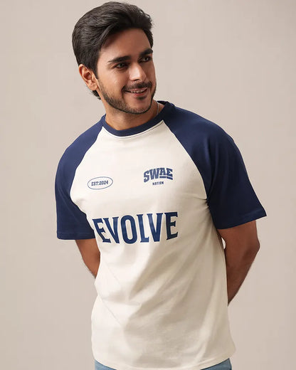 DuoTone Evolve T-shirt (Off white & navy)