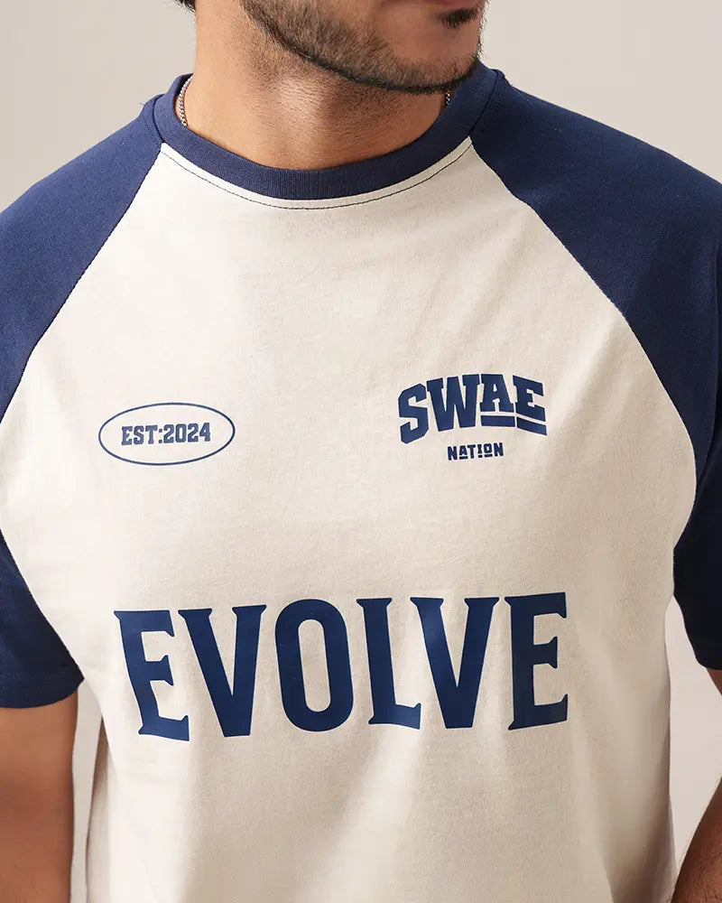 DuoTone Evolve T-shirt (Off white & navy)