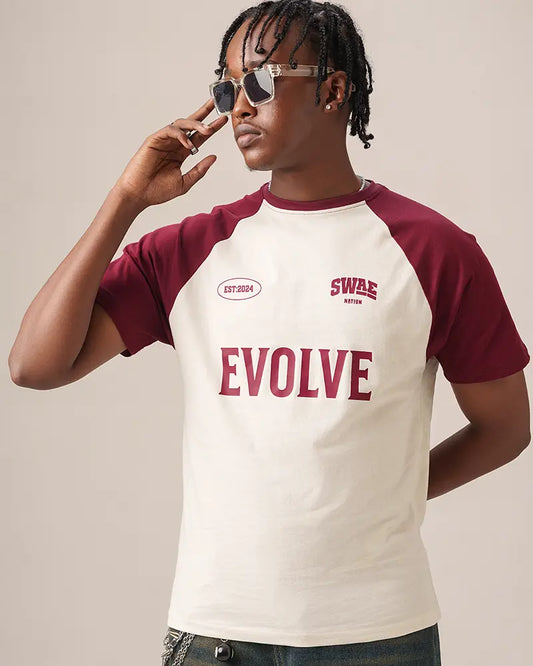 DuoTone Evolve T-shirt (Off White & Wine Red)