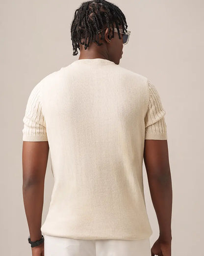 Cable Knit Heritage Crew Neck (Beige)