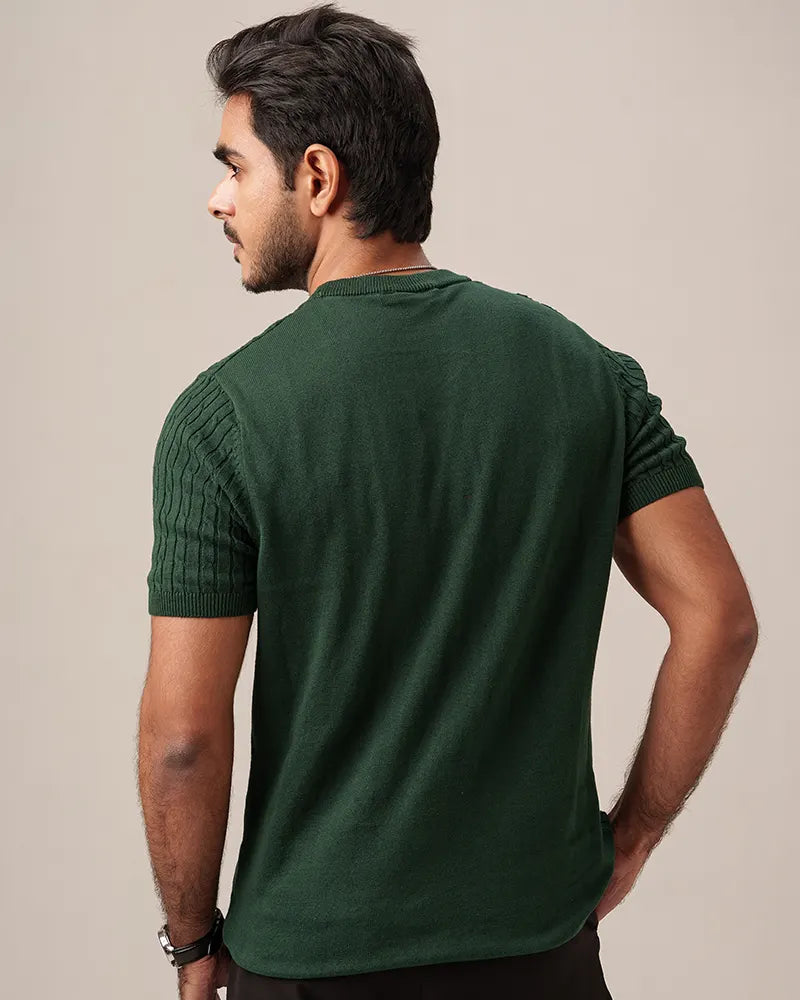 Cable Knit Heritage Crew Neck (Racing Green)