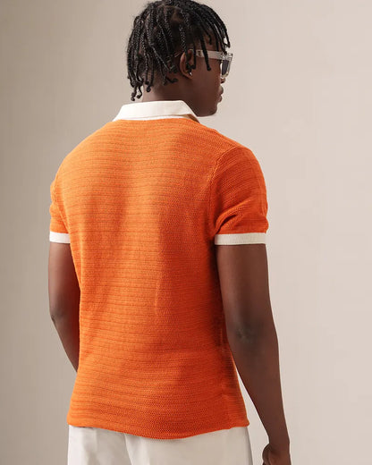 Swae Retro Knit Polo ( Tiger Orange)