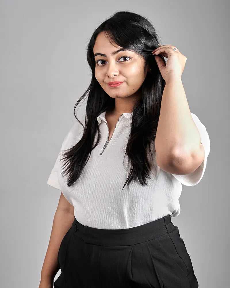 Unisex White Urban Zip Polo