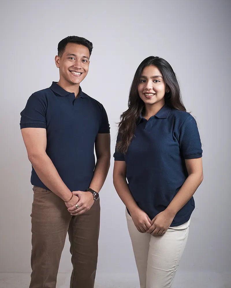 Pattern Navy Knit Polo