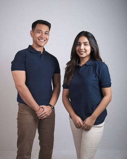 Pattern Navy Knit Polo