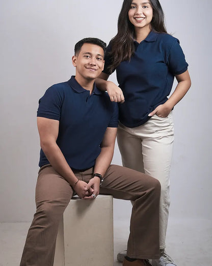 Pattern Navy Knit Polo