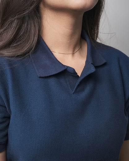 Pattern Navy Knit Polo