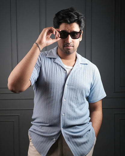 Blue Luxe Cuban Knit Shirt