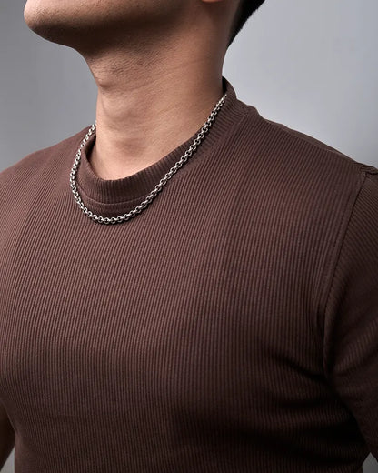 Classic Ribbed Brown T-Shirt