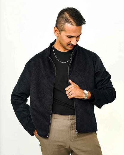 Cord Midnight Blue Racer Jacket