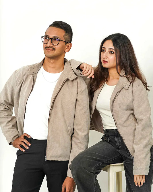 Cord Beige Racer Jacket