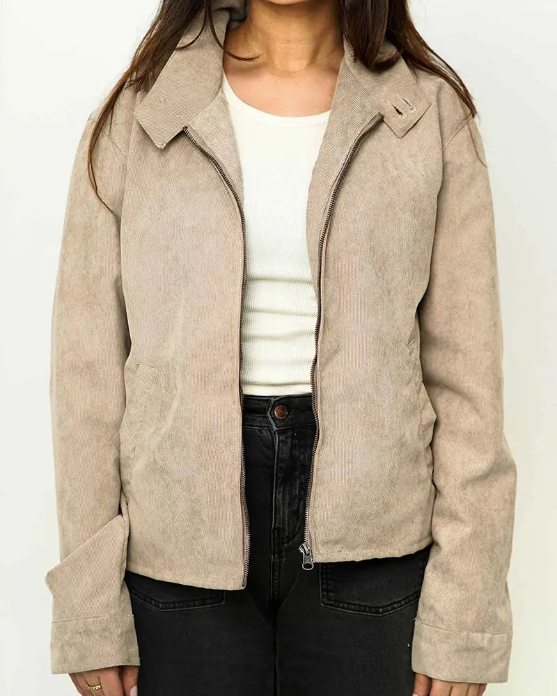 Cord Beige Racer Jacket