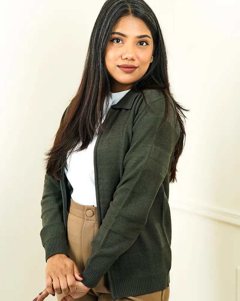 Olive Green Zip Pullover