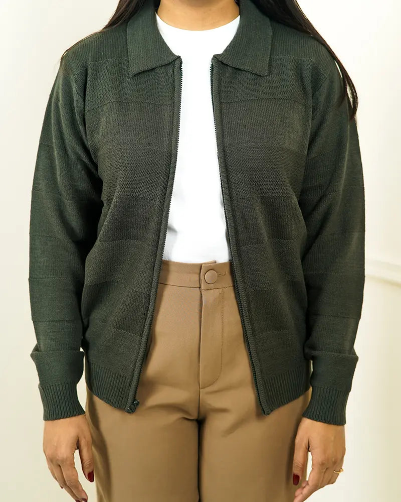 Olive Green Zip Pullover