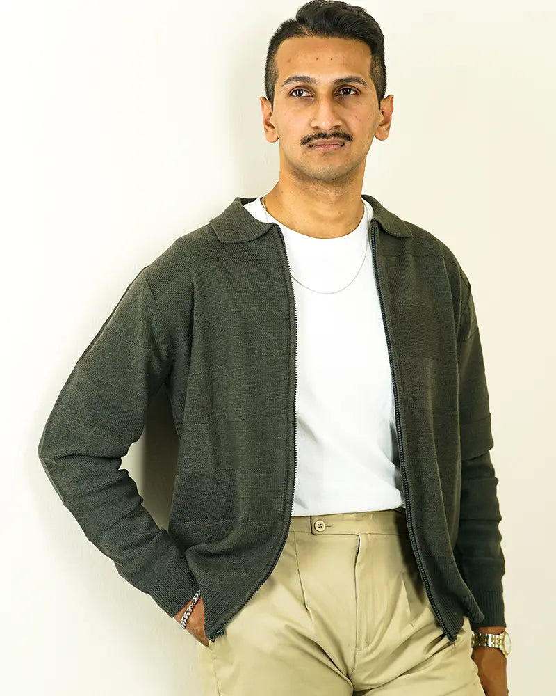 Olive Green Zip Pullover