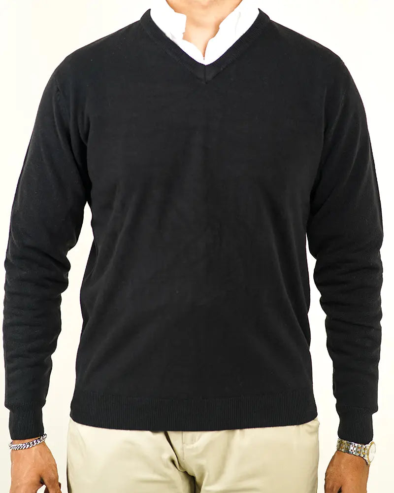 Black V-Neck Cashmere-like Sweater
