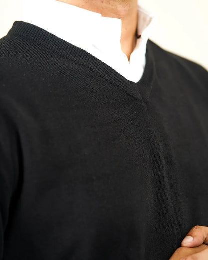 Black V-Neck Cashmere-like Sweater